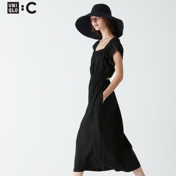 Uniqlo linen blend open back Maxi Dress - Picture 1 of 3